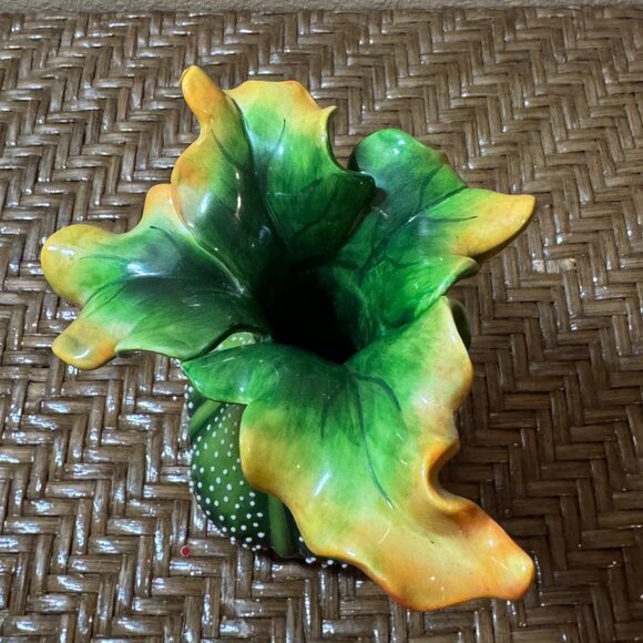 Blue Sky J. McCall Handcrafted  Decorative Vase Floral Green And Yellow - Picture 6 of 9